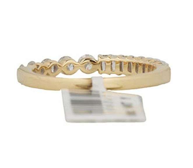 New 0.91ctw Round and Baguette Diamond Half and Half Design Band Ring in 14K