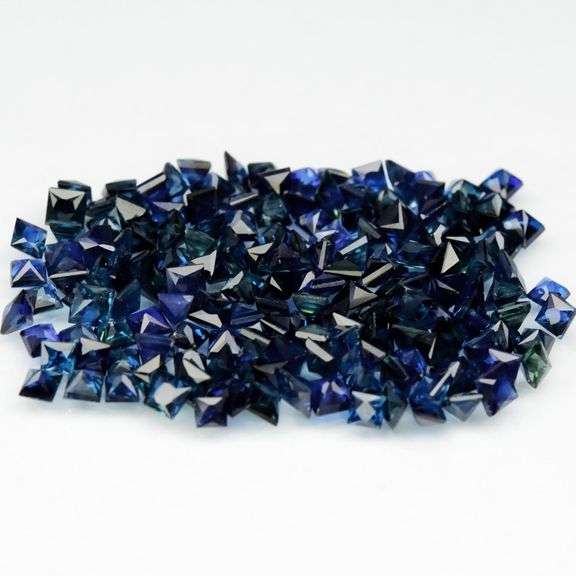 Huge! 15.86ct set of royal blue princess cut Sapphires!!!