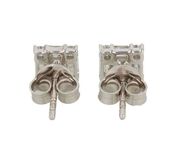 New 0.94ctw Round and Baguette Diamond Mosaic Rectangle Stud Earrings in 14K