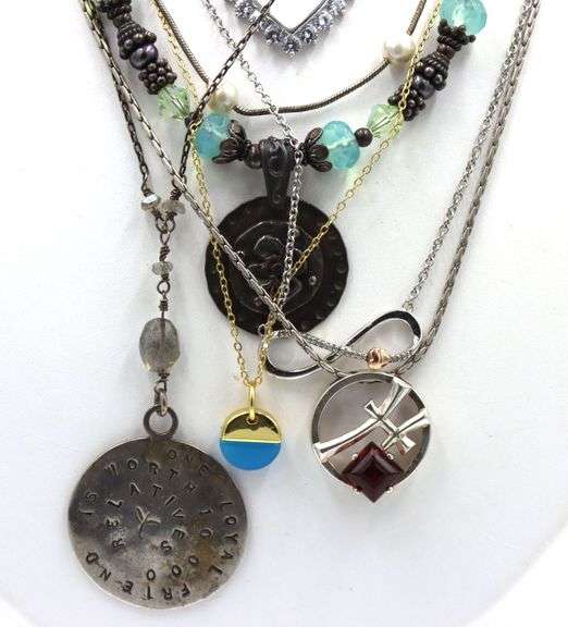 Group lot of 8 Vintage 925 sterling silver necklaces