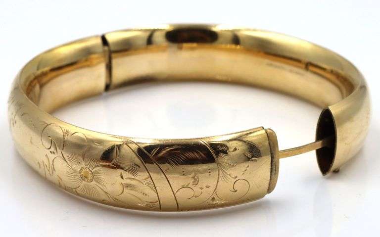12kt Gold filled engraved bangle bracelet