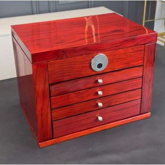Luxury Rosewood Jewelry Box with Fingerprint Lock