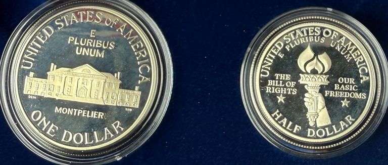 Bill of Rights 1993 Proof Set With Silver Dollar & Half
