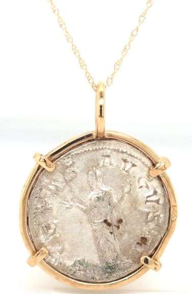Ancient Roman Gordian III silver Antoninianus coin pendant on chain