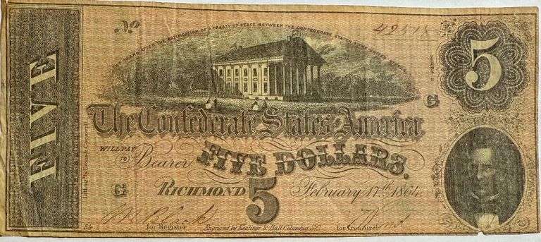 $5 CSA Note Feb 17 1864 Series