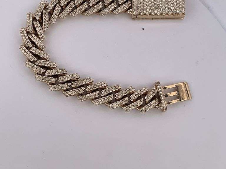 CERTIFIED 10K YELLOW GOLD MIAMI CUBAN DIAMOND LINK BRACELET