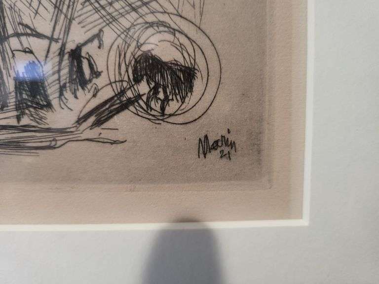 Investment quality! John Marin – "Downtown, The El" (Original Etching, Limited Edition, New Republic