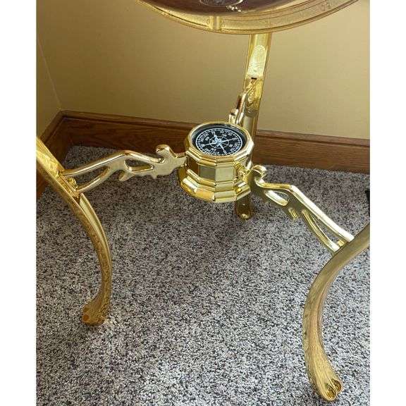 36-Inch Gold Tripod Floor Standing Gemstone World Globe