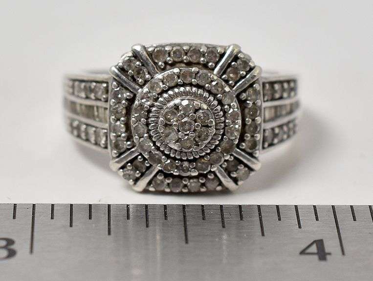 Sterling Silver Diamond Cluster Ring