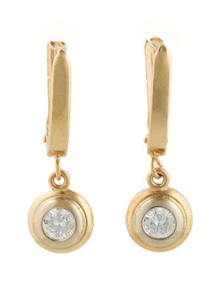 0.50ctw Round Diamond Bezel Set Drop Earrings in 14K