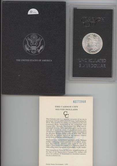 Choice BU 1882-CC Morgan Silver Dollar. Original GSA pack with outer box & cert