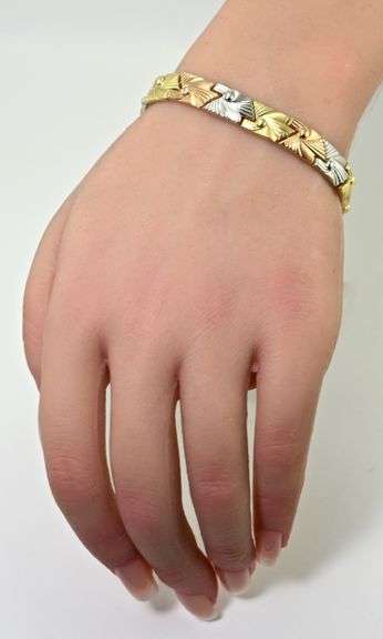 Lovely 14K Tri-Color Gold Stampatto Bracelet