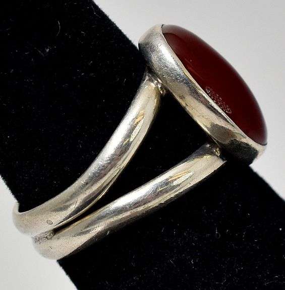Carnelian Gemstone Ring in Sterling Silver