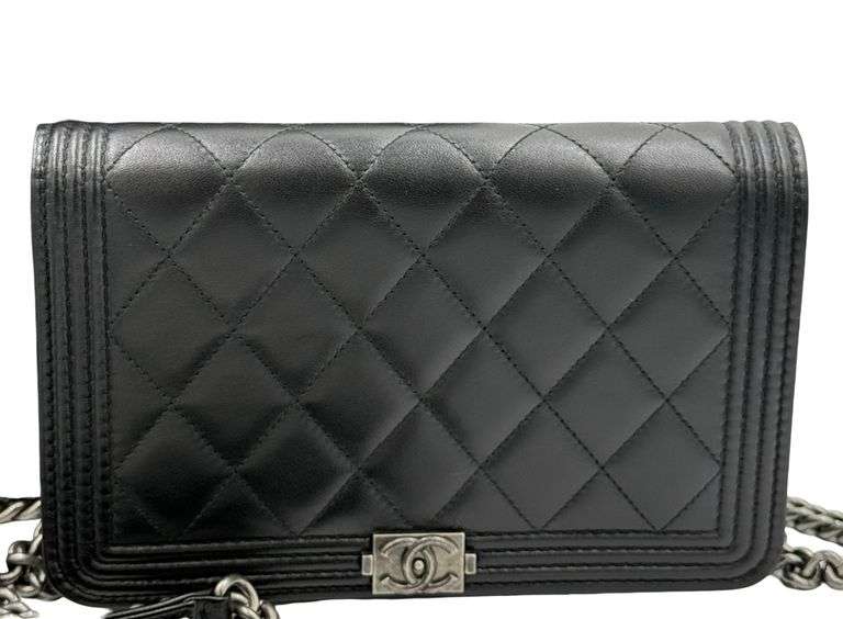 Chanel  Lambskin Boy Wallet On Chain Bag W/Dust Bag & Card & Box