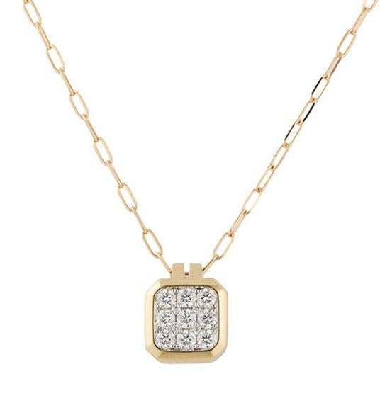 New Frederic Sage 0.47ctw Diamond Cluster Cushion Shaped Pendant Necklace in 14K