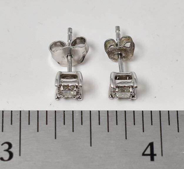 Sterling Silver Diamond Stud Earrings