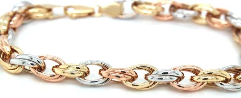 14kt Tri color gold link bracelet