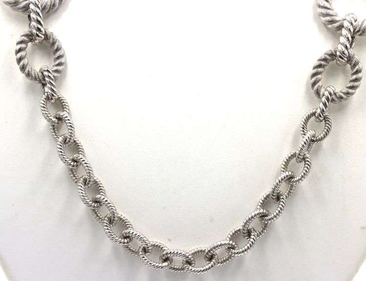 Judit Ripka 925 Sterling Silver Large Rolo Chain Link Necklace