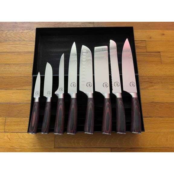 8 Stainless Steel Blades with Pakkawood Handles