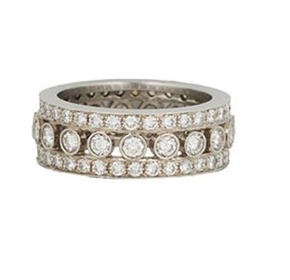 1.25ctw Round Diamond Bezel Set Triple Row Band Ring in Platinum
