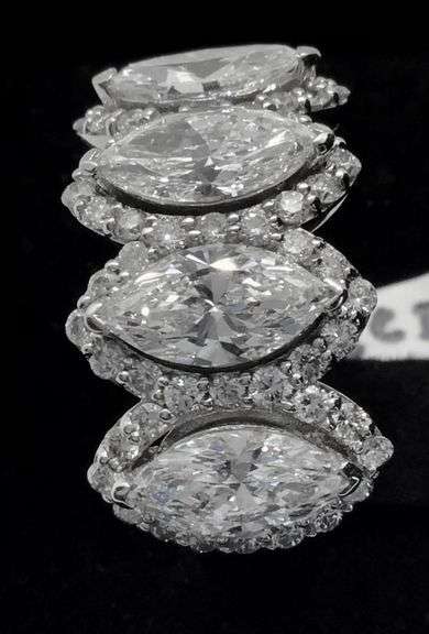 14K White Gold Marquise Cut Lab Diamond Ring