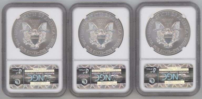 3 NGC MS69 First Releases 2015 $1 American Silver Eagles