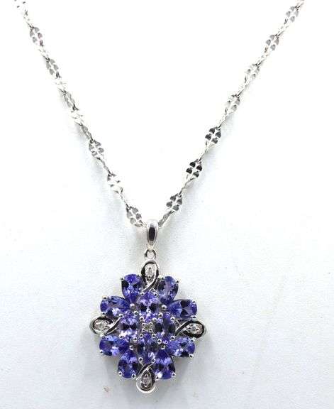 925 Sterling Silver Amethyst Cluster Necklace