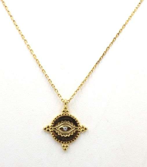 925 Sterling silver eye pendant on chain necklace
