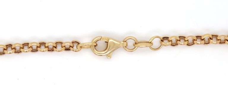 14kt Yellow gold Rolo anklet with heart charm