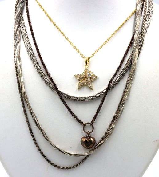 Vintage 925 sterling silver group lot of 5 necklaces