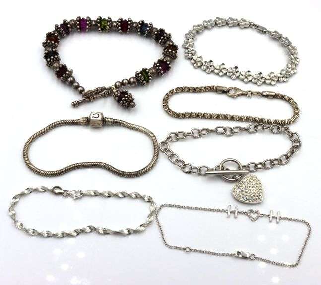 Group lot of 7 vintage 925 sterling silver bracelets