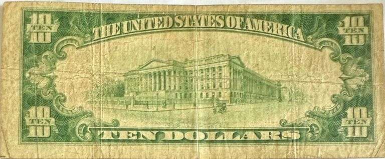 $10 Fed Reserve Bank Muncie  Indiana Series 1929 Brown Seal National