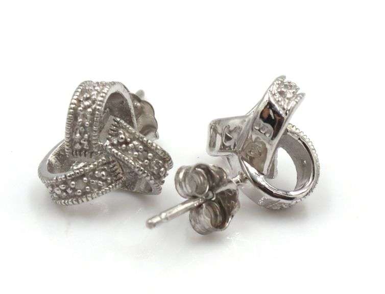 3 Pairs of 925 sterling silver diamond stud earrings