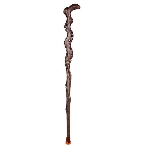 Hand-Carved Bahu Wood Walking Cane