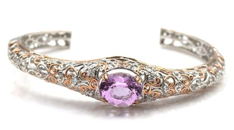 Gems En Voque 925 sterling silver Kunzite Cuff Bracelet