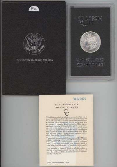 Choice BU 1884-CC Morgan Silver Dollar. Original GSA pack with outer box & cert