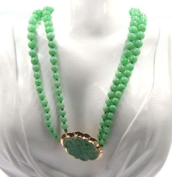 Double strand Green Jade necklace