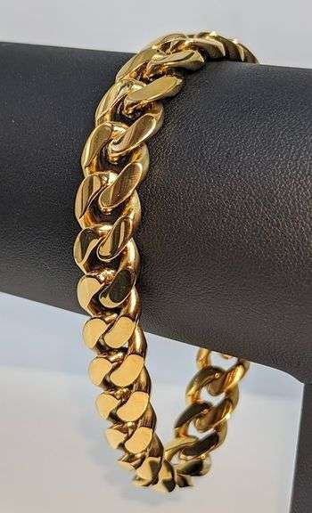 Huge 50 Gram Yellow 14 Kt Gold Plate Cuban Curb Link Bracelet