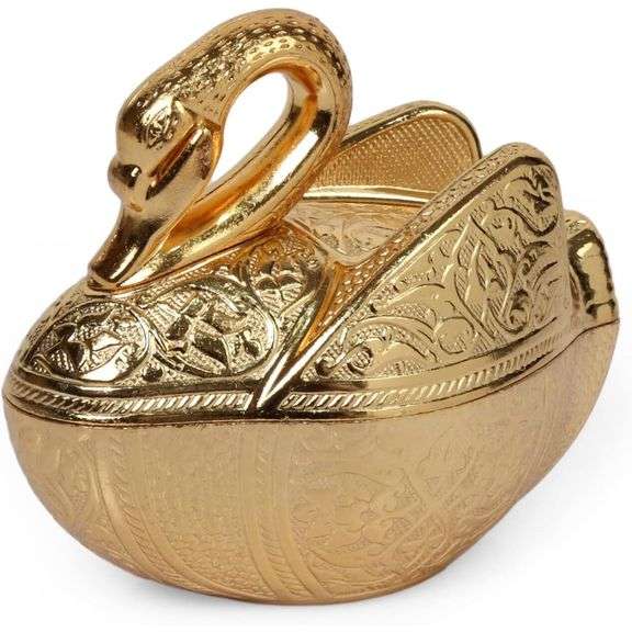 Swan Brass Sugar Bowl with Lid