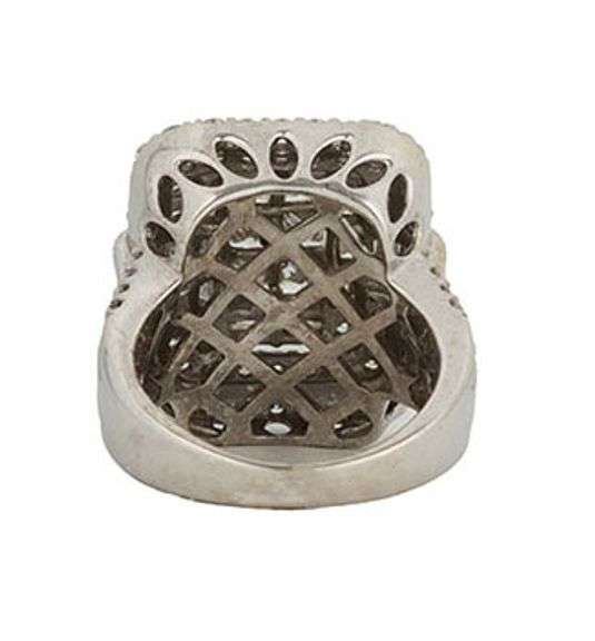 3.70ctw Round Baguette and Princess Diamond Mosaic Cluster Ring in 14K