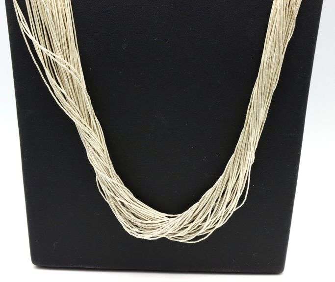 Set of 925 sterling silver multi strand necklace and dangle earrings