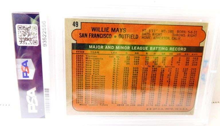 Willie Mays 1972 Baseball Card, 5 EX