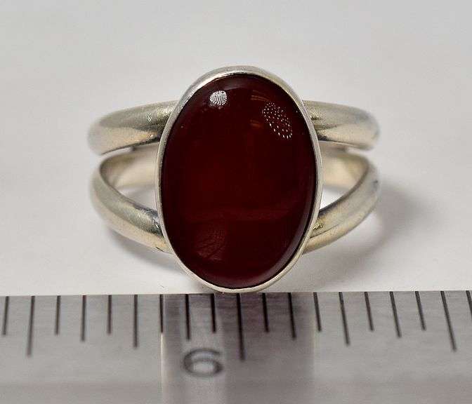 Carnelian Gemstone Ring in Sterling Silver