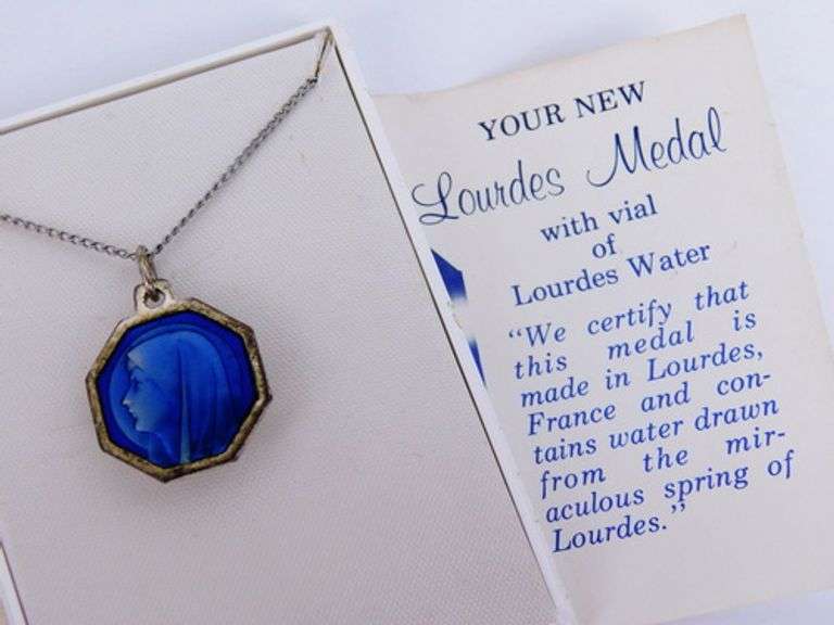 Vintage Authentic Enameled Lourdes Medal