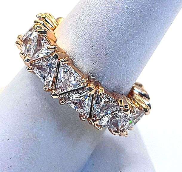 Dazzling 14 Kt Yellow Gold Plate 11.6 Cttw Simulated Diamond Ring