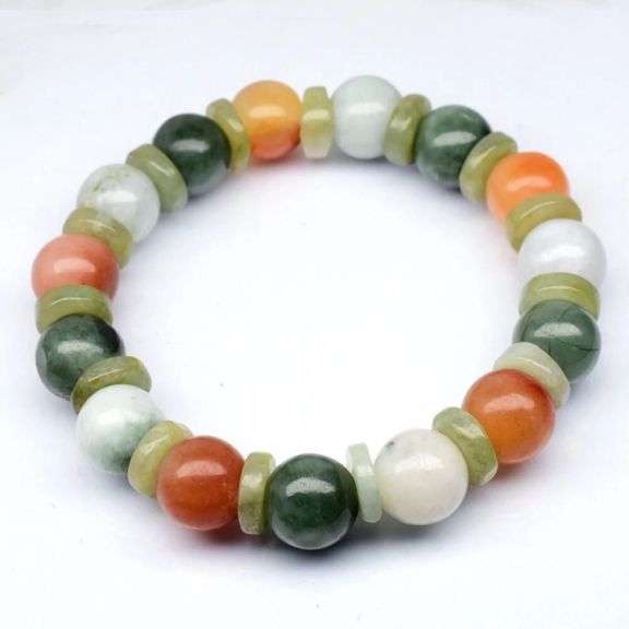 Real! 177.24ct multi-color Burmese Jade bracelet!!!