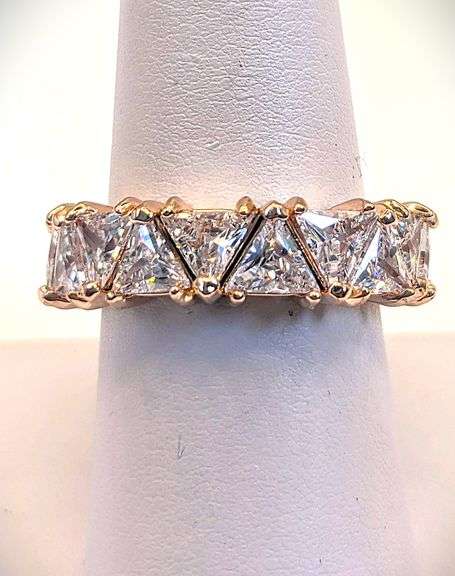 Dazzling 14 Kt Yellow Gold Plate 11.6 Cttw Simulated Diamond Ring