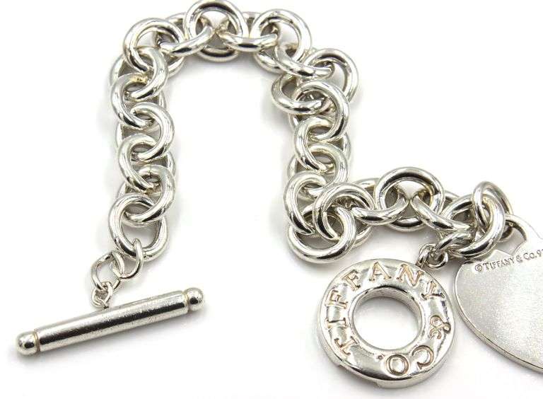 Tiffany & Co Toggle clasp heart shaped charm dangle bracelet