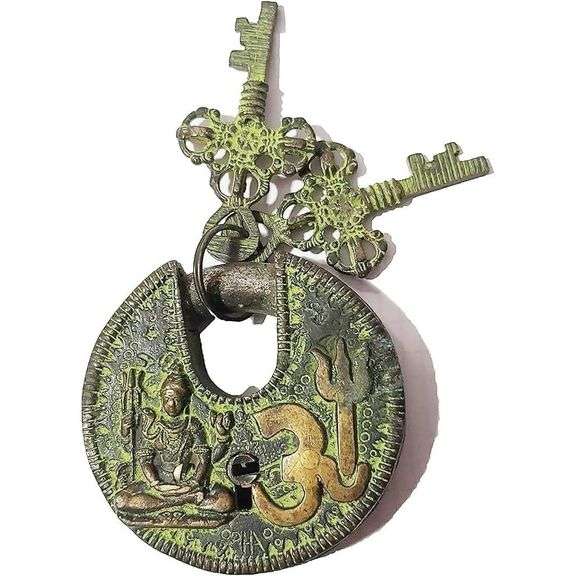 Brass Shiva Padlock Lock with 2 Keys