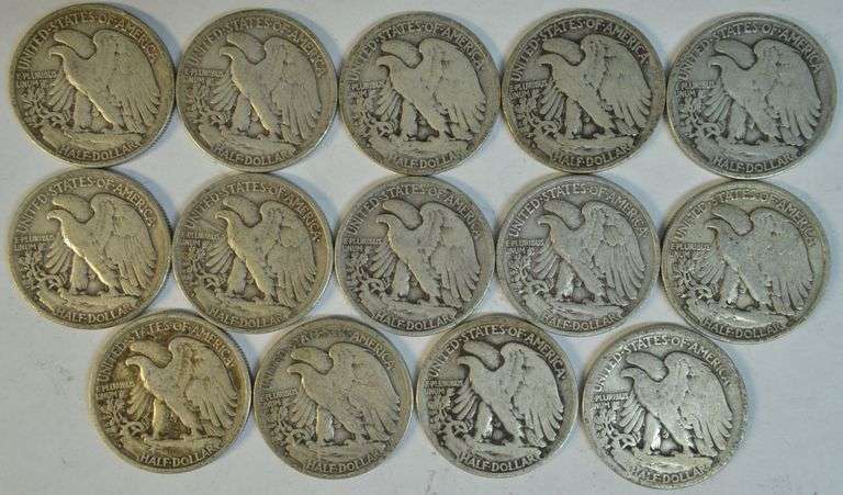 Run of 13 all 'D' & 'S' Walking Liberty Half Dollars from 1919-S to 1947-D